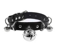 Qikkago Collier Multi-Boucles En Cuir Noir - Bijoux Fantaisie