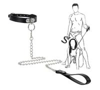 QiKKago Collier pour Animaux De Compagnie en Acier Inoxydable Cuir Noir, Ensemble D'Accessoires pour Un EntraîNement en Force IntéRieur Efficace. Cadeaux Originaux - K44