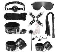 Qikkago Ensemble De 10 Accessoires De Fitness En Cuir Noir Pour La Musculation Professionnelle -Z