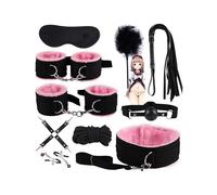 QiKKago Ensemble De 10 PièCes D'Accessoires De Fitness en Nylon Rose Yoga Set avec Bretelles Et Sangles D'EntraîNement pour Les Jambes Hand Leg Strength Training - K32