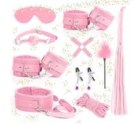 QiKKago Ensemble De 10 PièCes De MatéRiel en Cuir Rose Mains Et Pieds Gants De Fixation Confortables pour L'EntraîNement Sportif De La Cheville Mains Et Pieds éLastiques Accessoires - H16