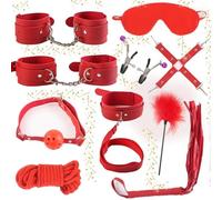 QiKKago Ensemble De 10 PièCes Rouge Poignet Multifonctionnel Et Cheville Ceinture D'EntraîNement, RéGlable, RéGlable éQuipement De Fitness Salle De Gym IntéRieure Exercice Ensemble Accessoires - H18