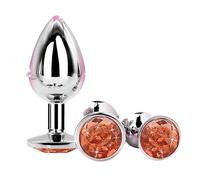 QiKKago Ensemble De DéCor De CôNe en Acier Inoxydable à La Hanche avec Embellissement De Pierre PréCieuse Ronde - Y3 (Orange)