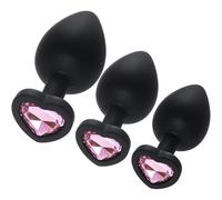 QiKKago Ensemble De DéCor en CôNe De Silicone Noir avec Incrustation en Pierre PréCieuse en Forme De CœUr - Y1 (Rose)