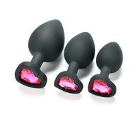 QiKKago Ensemble De DéCor en CôNe De Silicone Noir avec Incrustation en Pierre PréCieuse en Forme De CœUr - Y1 (Rose)