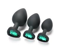 QiKKago Ensemble De DéCor en CôNe De Silicone Noir avec Incrustation en Pierre PréCieuse en Forme De CœUr - Y1 (Vert)