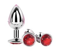 QiKKago Ensemble De DéCoration en Acier Inoxydable à CôNe De Hanche avec Embellissement De Pierre PréCieuse Ronde - Y3 (Rouge)