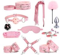 QiKKago Ensemble De Sport De 12 PièCes en Cuir Rose Classique De Haute Qualité avec Corde TresséE à La Main Et éPingle à Cheveux - D3