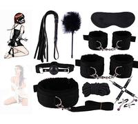 QiKKago Ensemble d'exercice AnaéRobie IntéRieur en Nylon Noir Classique De 10 PièCes, Design Lavable avec Cordon Et Raquette Faits à La Main - D3