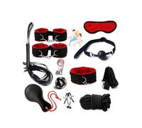 QiKKago Ensemble RéGlable Multifonctionnel De Remise en Forme à Domicile en Nylon Souple Rouge Classique, Bracelet en Nylon Et Masque De Sommeil Combo - D9