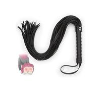 QiKKago Fouet de cheval d'entraînement multifonction en cuir noir classique résistant à l'usure, expérience d'entraînement unique, cadeau de couple -D30