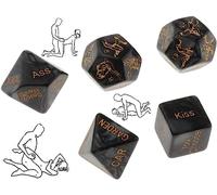 QiKKago Jeu de dés pour activités familiales, 5 dés Noirs Multi Faces, idéal pour Les Groupes-Q