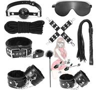 QiKKago Kit D'EntraîNement en Cuir 10 PièCes pour Hanches Et Fessiers, Noir, éQuipement d'exercice-Q