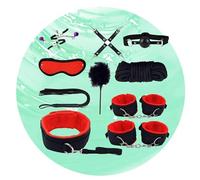 QiKKago Kit Mise en Forme Nylon 10 Pièces, Sangle Étirement Légère, Accessoire Multi-Ajustement, Design Portable, Entraînement Étirement Partenaire Maison (Rouge) + Y14