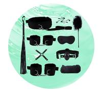 QiKKago Kit Mise en Forme Nylon 10 Pièces, Sangle Étirement Légère, Accessoire Multi-Ajustement, Design Portable, Entraînement Étirement Partenaire Maison (Noir) + Y14