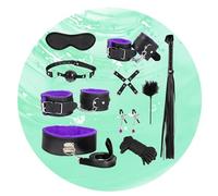 QiKKago Kit Stretch Yoga Cuir Lisse 10 Pièces, Sangle d'Entraînement Réglable, Flexibilité Corps Complète, Fitness Multi-Scène, Équipement Portable Lit Maison (Violet) + Y11