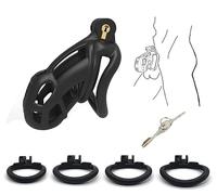 QiKKago MâLe SpéCial Noir en Plastique Porous Portant Cage, Cage De Protection De Fitness De Taille M, Anneaux RemplaçAbles De Taille 4, Une Clé-K + 32