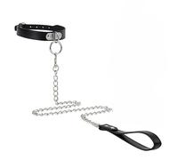 QiKKago Multifonctionnel Gotique Noir PU Cuir Lisse Bague Collar Accessoires, Corde De Tirage Longue, Cravate RéGlable GrößE, Couple Cadeau - K + 5