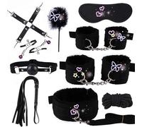 QiKKago Noir 10 pièces Accessoires d'exercice de lit, équipement de fitness réglable, kit d'outils d'entraînement en peluche en nylon, cadeau H5