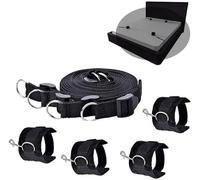 QiKKago Nylon Noir Quatre Rayures avec Le Bord du Lit Yoga éLastique Bracelet De RéSistance Accessoires avec Poignet Et Pied RéGlable, Cadeau De Couple - KK-4