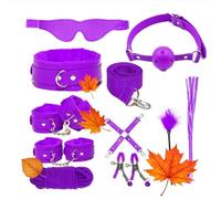 QiKKago Pack Bondage pour Lit, Menottes Sensuelles pour Adultes+Y13 (Violet)