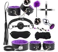 QiKKago Set D'Accessoires Sportifs RéGlables en Cuir De 12 PièCes avec Manchettes en Cuir, Ensemble De Croix D'EntraîNement RéGlable, Cadeau De Couple - H12