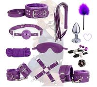 QiKKago Set de 12 Accessoires en Cuir véritable Violet pour la Gymnastique Pilates Costume Couple Cadeau-Q.