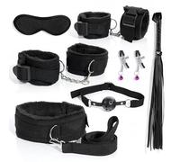 QiKKago Set De Sept PièCes De Bracelets en Nylon pour Les Mains Et Les Cuisses, Sangle De Lit Et Fouet, Masque pour Les Yeux, Cadeau De Couple - H14