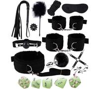 QiKKago Un Ensemble De 12 Costumes De Performance en Nylon Noir avec 5 Accessoires De Cube Fluorescent Lumineux, Bagues Noires Et Accessoires Anti Queue. Cadeau pour Couple - K+2