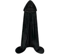qikqik Cape à capuche en velours avec capuche - Costume de sorcière pour adultes - Costume de vampire et de magicien, noir, X-Large