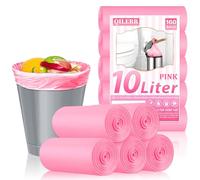 QILERR Lot de 160 petits sacs poubelle de salle de bain, très épais et résistants à pédale, pour cuisine, bureau, convient aux poubelles de 10 à 15 L, rose