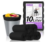 QILERR Lot de 160 petits sacs poubelle noirs de 10 litres très épais et résistants pour salle de bain, toilettes, cuisine, bureau, convient aux poubelles de 10 à 15 L