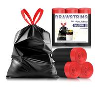 QILERR Lot de 30 sacs poubelle noirs de 50 l avec poignées à nouer, très épais, étanches, renforcés, pour jardin, cuisine et maison, pour poubelle de 40 à 55 l