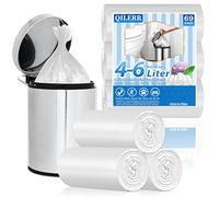 QILERR Petits sacs poubelle de salle de bain de 4 à 6 L, 69 mini sacs poubelle en plastique transparent, anti-goutte pour chambre à coucher, toilettes, convient aux poubelles de 4.5.6 l, blanc