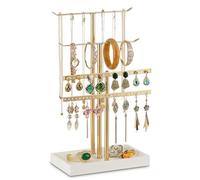 QILICZ Présentoir à bijoux doré - 4 porte-boucles d'oreilles en forme de T - Présentoir à bijoux - Organisateur de bijoux pour colliers, bracelets, parfums et boucles d'oreilles, décoration