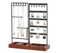 QILICZ Présentoir à bijoux - Support de chaîne - Noir - 5 niveaux - Support pour boucles d'oreilles - Support pour bagues, boucles d'oreilles, bracelets