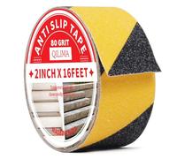 QILIMA Ruban Adhésif Antidérapant Bandes de sécurité pour Les escalier et Les marches,intérieur et extérieur,Haute Traction,Jaune Noir,5cm x 5m