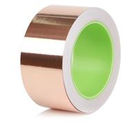 QILIMA Ruban adhésif en feuille de cuivre 5 cm x 20 m double conducteur pour blindage EMI, soudure, circuit vitrail, travaux manuels, réparations électriques et mise à la terre