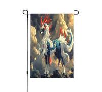 Qilin Drapeau décoratif double face Langue secrète - Bannière de jardin, parfaite pour la décoration extérieure et intérieure, disponible en deux tailles