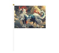 Qilin Lot de 6 mini drapeaux en forme de langue secrète durables de 14 x 21 cm sur bâtons pour extérieur, cour et jardin