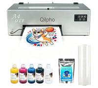 Qilpho Imprimante DTF A4, machine d'impression par transfert direct sur film tout-en-un avec système de circulation d'encre blanche et fonction de nettoyage automatique, ensemble complet de démarrage