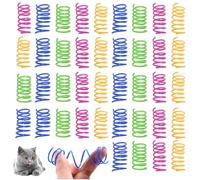 QILUCKY Lot de 40 jouets à ressort colorés pour chat, jouets interactifs pour chat, ressort hélicoïdal en plastique, ressorts pour chats pour tuer le temps et garder la forme, cadeaux fantaisie