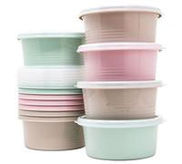 QILZO Lot de 12 récipients ronds en plastique sans BPA, micro-ondes, lave-vaisselle, congélateur, 550 ml avec couvercle