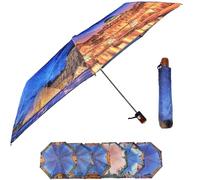 QILZO Parapluie Femme Parapluie Pliant Ouverture Automatique 30 cm Parapluie Compact en Fibre Parapluie de Voyage Portable Imperméable, Coupe-Vent (LOUVRE PARIS)