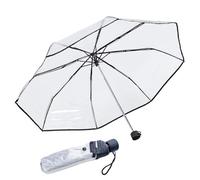QILZO Parapluie pliable de 24 cm - Transparent - Automatique - Coupe-vent - Portable - Imperméable - Parapluie de mariage, Noir