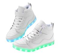 Qimaoo Chaussures lumineuses à LED pour homme et femme - Chargement USB - Baskets montantes à DEL phosphorescentes pour danse, fête, festivals, blanc, 9 Women/7.5 Men