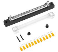QIMEI-SHOP Bloc de Distribution D'alimentation 12V-48V DC Barres de Distribution D'énergie BusBar 150A avec 12 x M4 Boulons de Borne pour Voiture Camion Bateau Noir