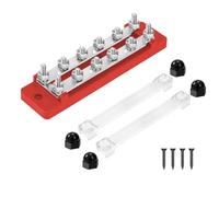 QIMEI-SHOP Bloc de Distribution D'alimentation 12V-48V DC Barres de Distribution D'énergie BusBar 150A 2 Voies avec 12 x M6 Boulons de Borne pour Voiture Bateau Rouge