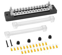 QIMEI-SHOP Bloc de Distribution D'alimentation 12V-48V DC Barres de Distribution D'énergie BusBar 150A 2 Voies avec 24 x M4 Boulons de Borne pour Voiture Bateau Noir