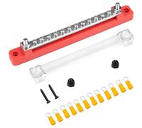 QIMEI-SHOP Bloc de Distribution D'alimentation 12V-48V DC Barres de Distribution D'énergie BusBar 150A avec 12 x M4 Boulons de Borne pour Voiture Camion Bateau Rouge